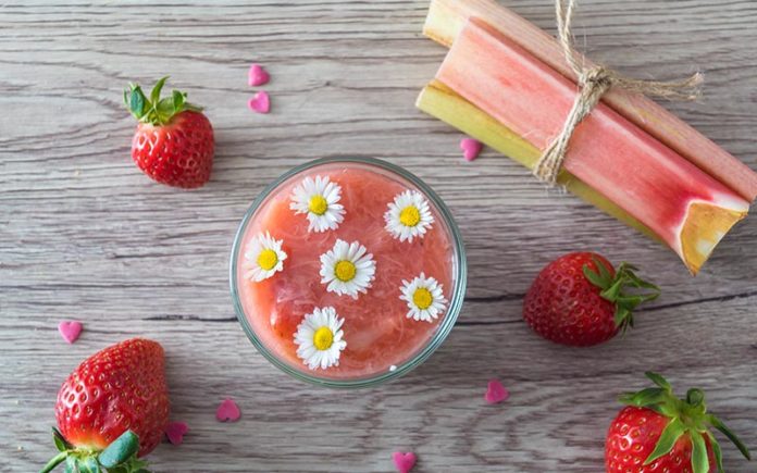 Schnelle Rhabarbergrütze mit Erdbeeren und Chiapudding - WE GO WILD