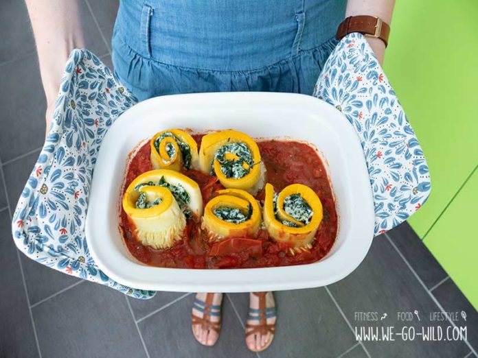 Zucchini Cannelloni mit Spinat - vegetarisch, low carb - WE GO WILD