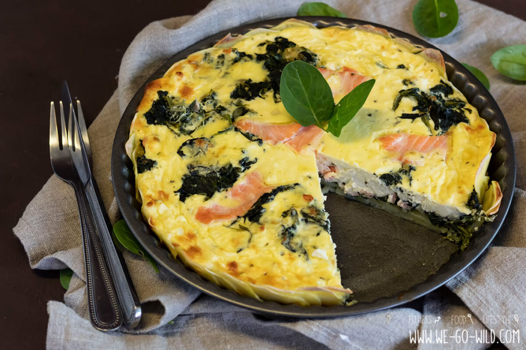 Lachs Spinat Quiche ohne Mürbeteig